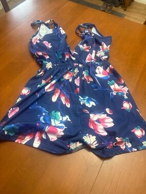 Floral Navy Halter Bodysuit Romper